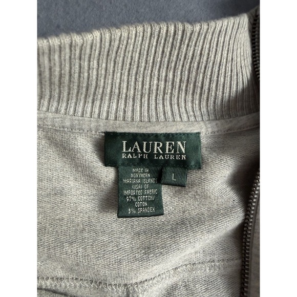 Lauren Ralph Lauren Sweatshirt Women L Full Zip Mock Neck Gray Spring Pickleball - Picture 4 of 13